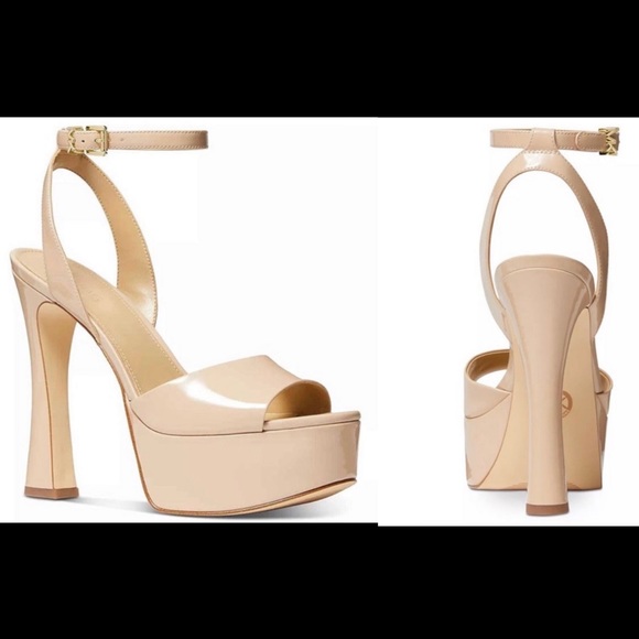 NEW in Box Michael Kors Jenson Platform Sandal Heels Open Toe Nude 6M Price FiRM - Picture 16 of 16